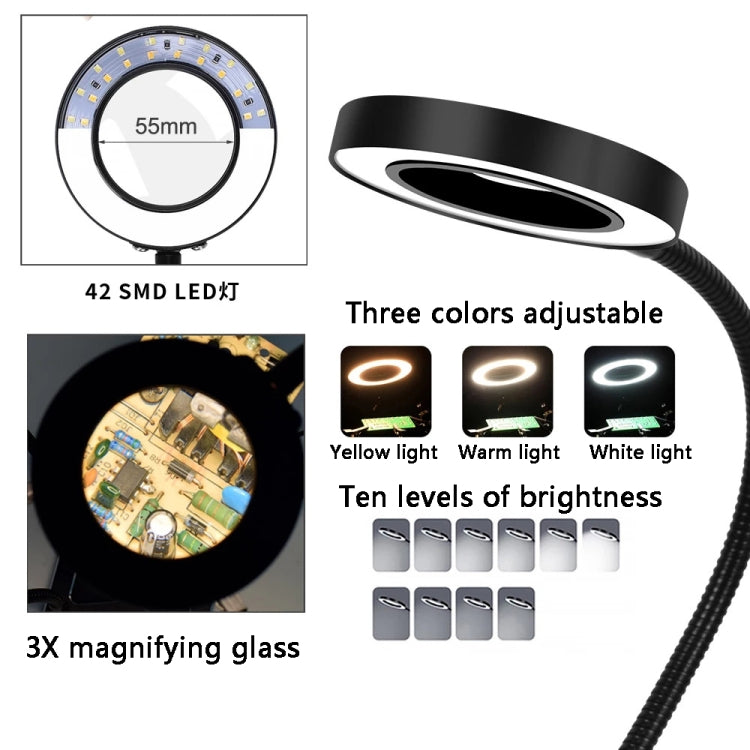 LED Lamp Magnifying Glass 360-Degree Adjustable Welding Table