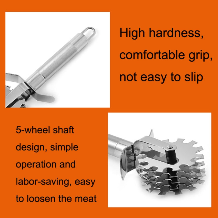 2 PCS GB139 Stainless Steel Five-Wheel Meat Tenderizer