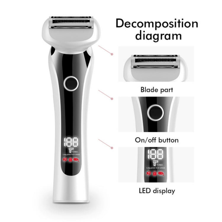 Portable Electric Digital Display Lady Shaver(White)