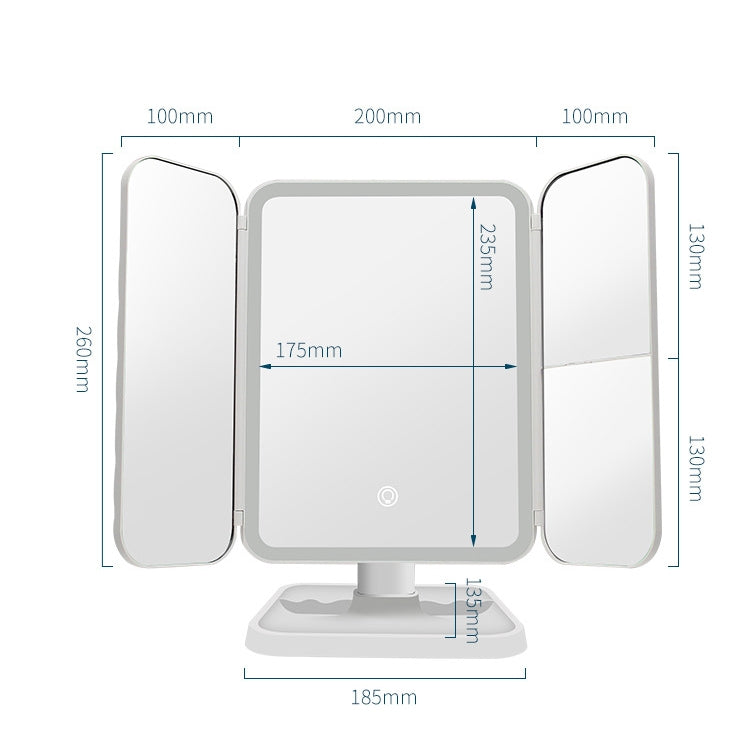 430 Three-Sided Folding LED Makeup Mirror Table Lamp Charging Style