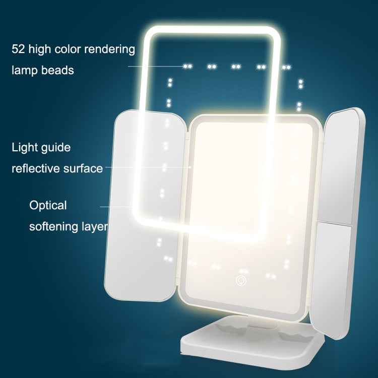 430 Three-Sided Folding LED Makeup Mirror Table Lamp Charging Style