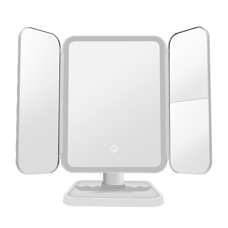 430 Three-Sided Folding LED Makeup Mirror Table Lamp Three-color Light Charging Style