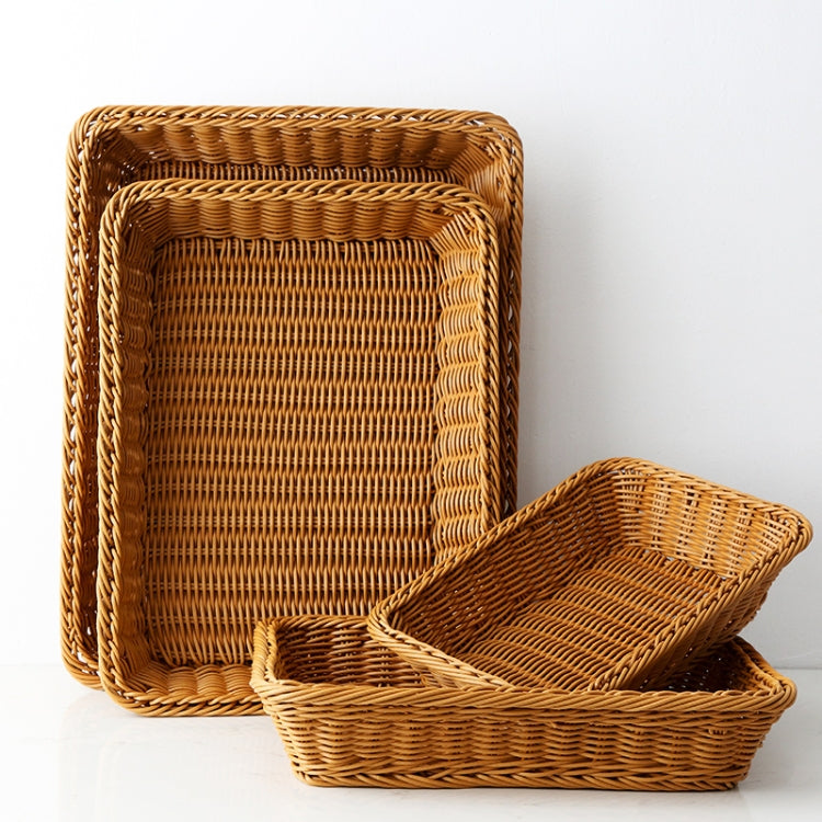 A1744 Rattan Basket Food Fruit Storage Basket Rectangular Fruit Plate, Size: Medium