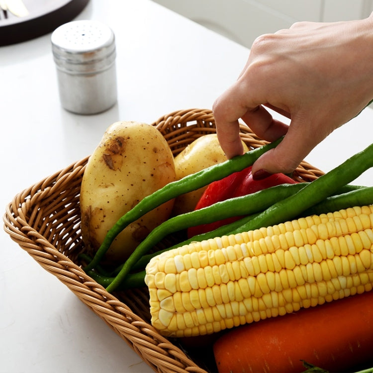 A1744 Rattan Basket Food Fruit Storage Basket Rectangular Fruit Plate, Size: Medium