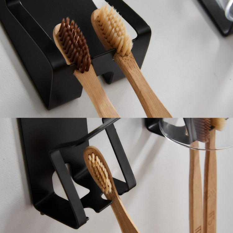 2 PCS 304 Stainless Steel Toothbrush Rack,Color: 1069 Black