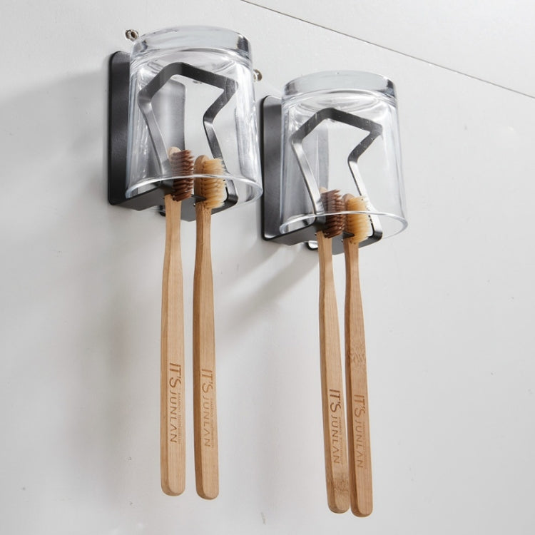 2 PCS 304 Stainless Steel Toothbrush Rack,Color: 1069 Black