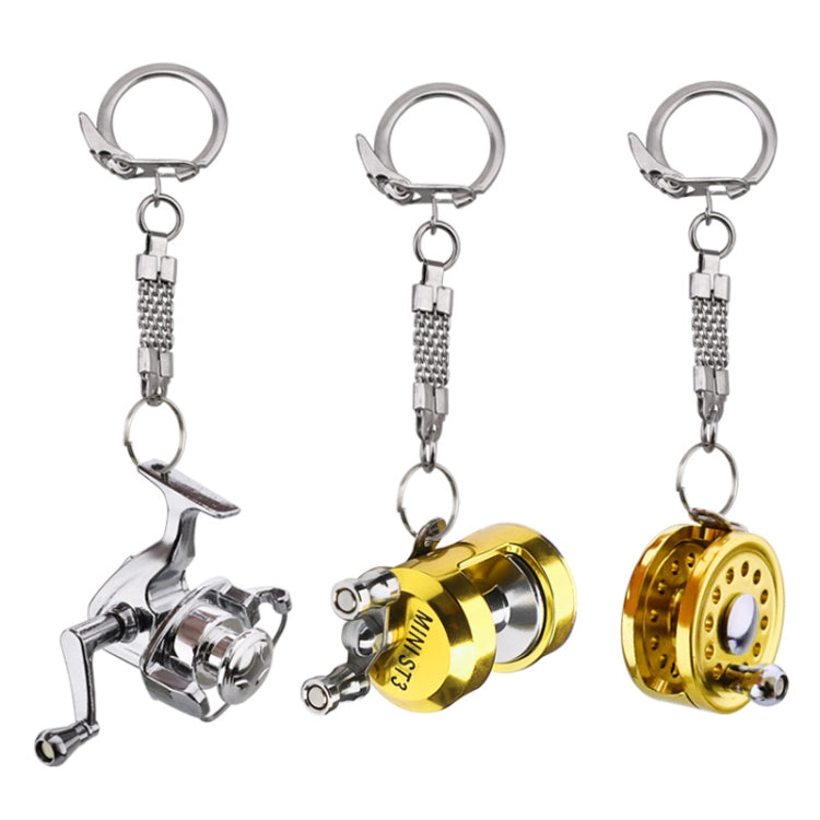 Metal Fishing Wheel Decoration Pendant Mini Wheel Fish Key Chain, Color:  C