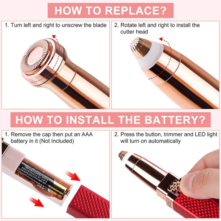 2 In 1 Eyebrow Trimmer Electric Shaver, Shape: Battery Style