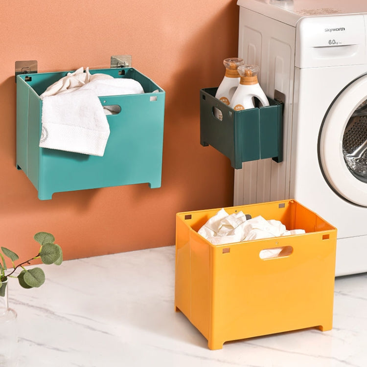 Wall-Mounted Foldable Laundry Storage Basket, Color: Small (Yellow)