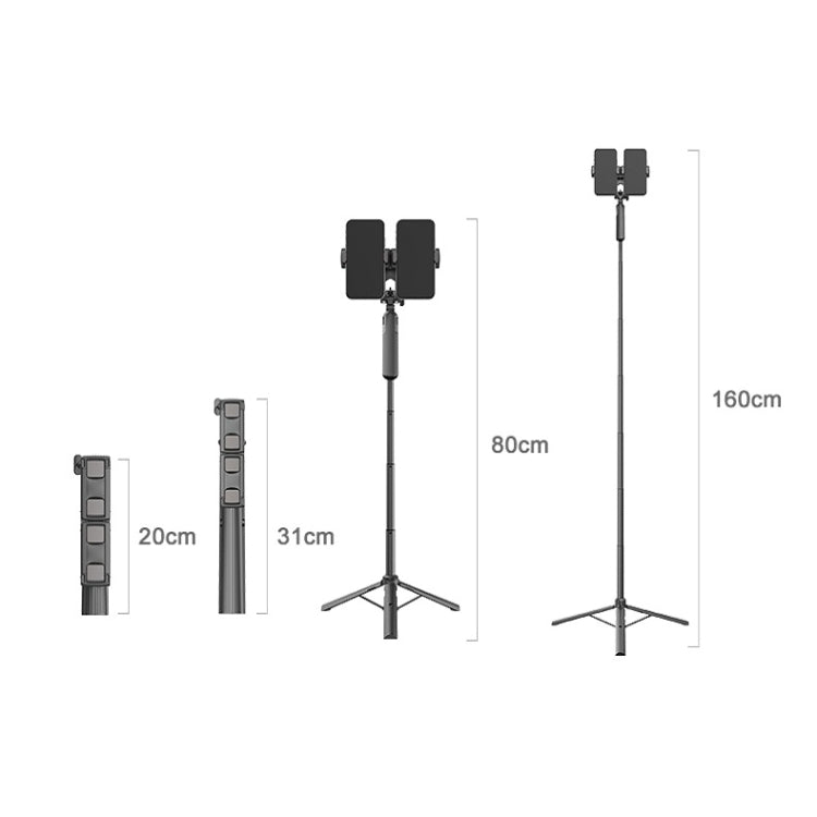 A62 0.8m Bluetooth Selfie Stick Dual Mobile Phones Live Bracket