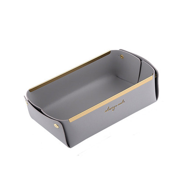 Desktop Leather Storage Basket Sundries Jewelry Key Storage Box, Size: Small (Gray)