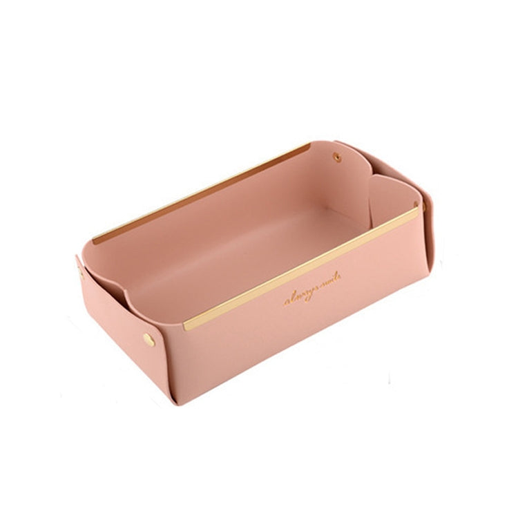 Desktop Leather Storage Basket Sundries Jewelry Key Storage Box, Size: Small (Pink)