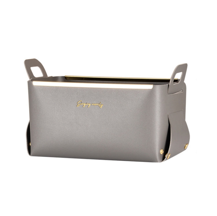 Desktop Leather Storage Basket Sundries Jewelry Key Storage Box, Size: Large (Dark Gray)