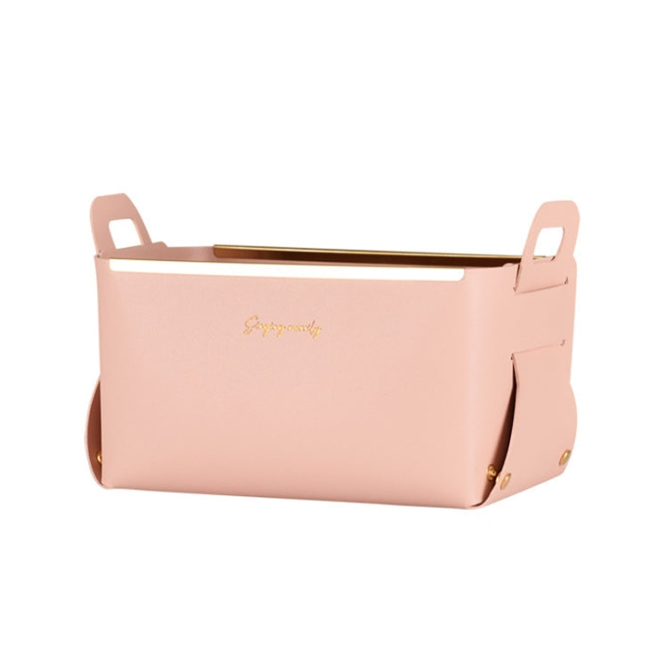 Desktop Leather Storage Basket Sundries Jewelry Key Storage Box, Size: Large (Pink)