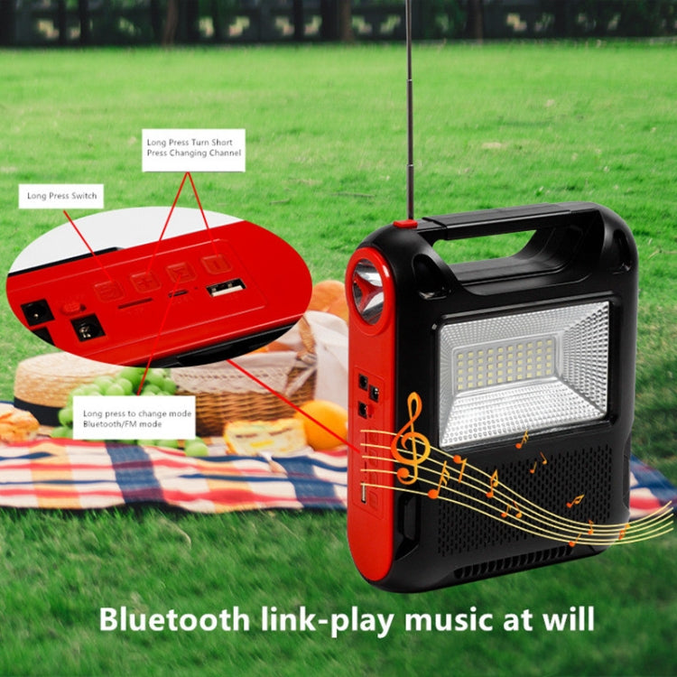 SY-108 Solar Outdoor Camping Light FM Bluetooth Speaker(Red)