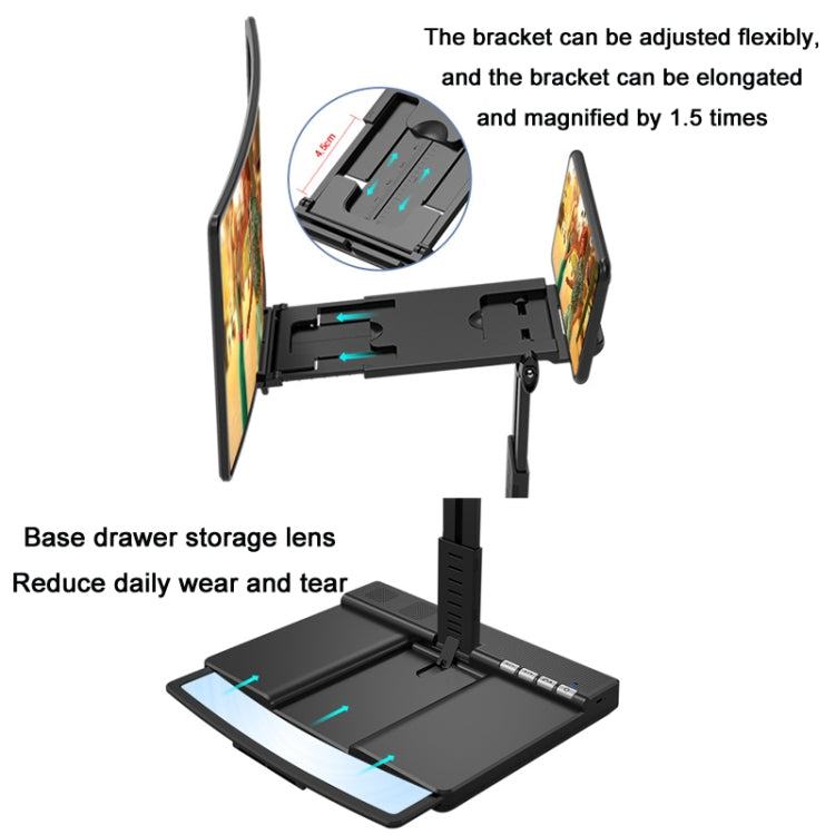 L21 Liftable Mobile Phone Stand Screen Amplifier With Bluetooth Speaker(Black)