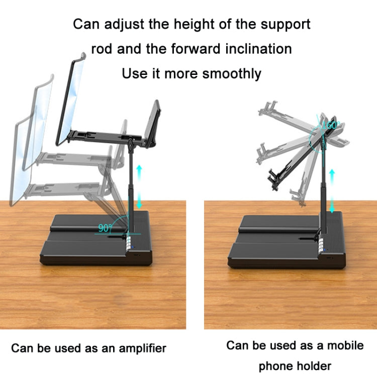 L21 Liftable Mobile Phone Stand Screen Amplifier With Bluetooth Speaker(Black)