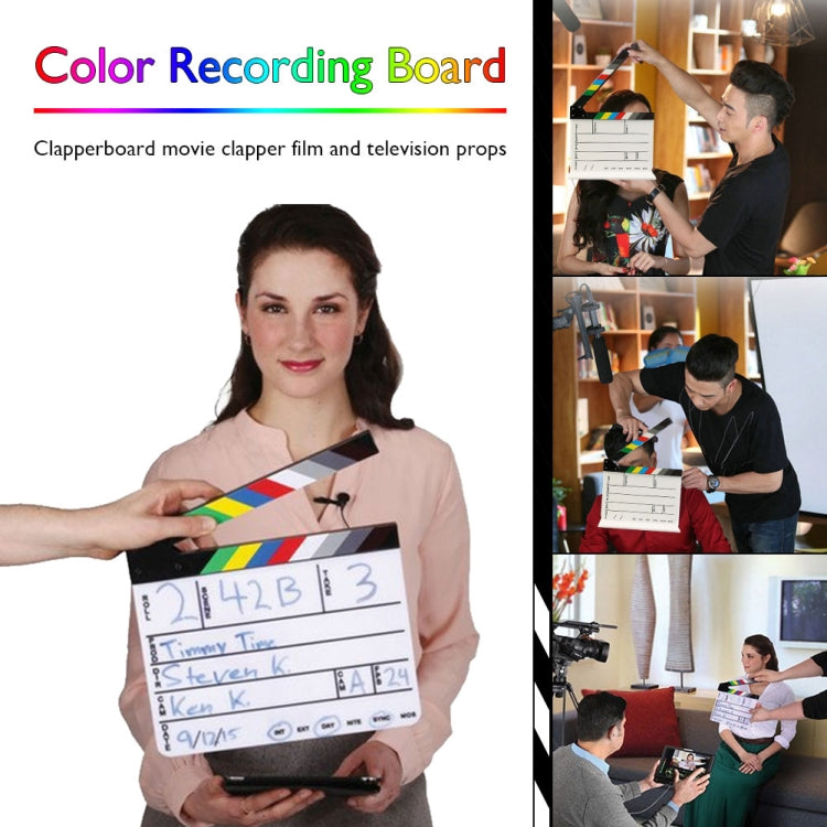 30 X 25cm English Colorful Acrylic Clapperboard TV Film Movie Clapper Board