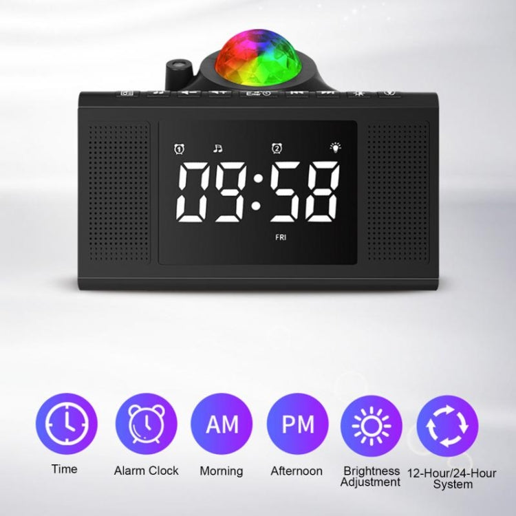 CX-009 Bluetooth Speaker Starry Sky Projection Lamp With Alarm Clock(Black)