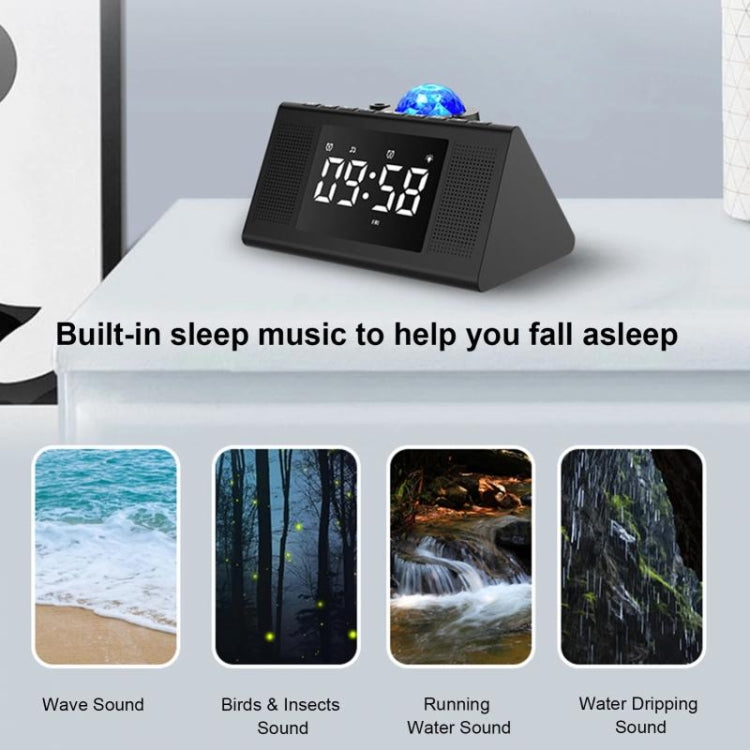 CX-009 Bluetooth Speaker Starry Sky Projection Lamp With Alarm Clock(Black)