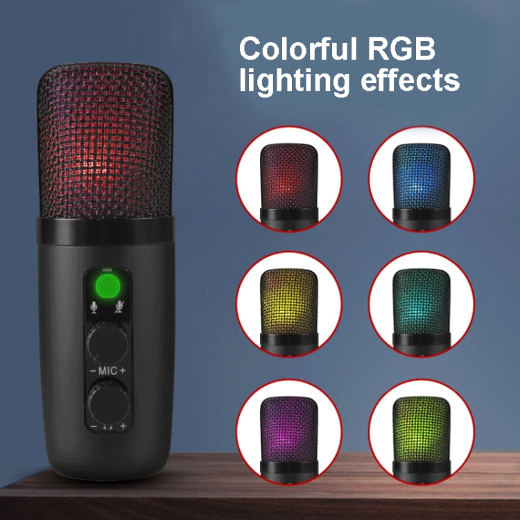 BM-501 192KHz USB Condenser Microphone Set With RGB Lighting Effect, Style: Standard