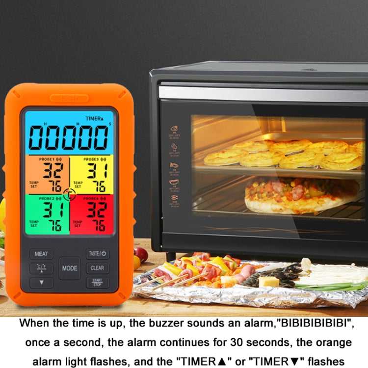 TS-TP40-X Wireless Color Screen Electronic Digital Food Thermometer(Orange)