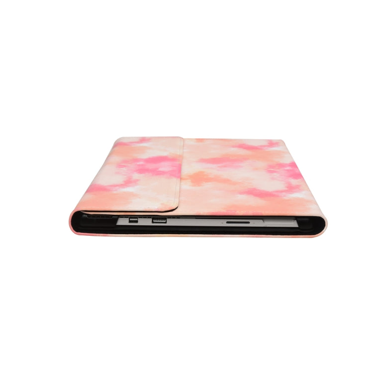 For Microsoft Surface Pro 7+ / 7 / 6 / 5 / 4 Ink and Wash Leather Tablet Protective Case, Color: Pink