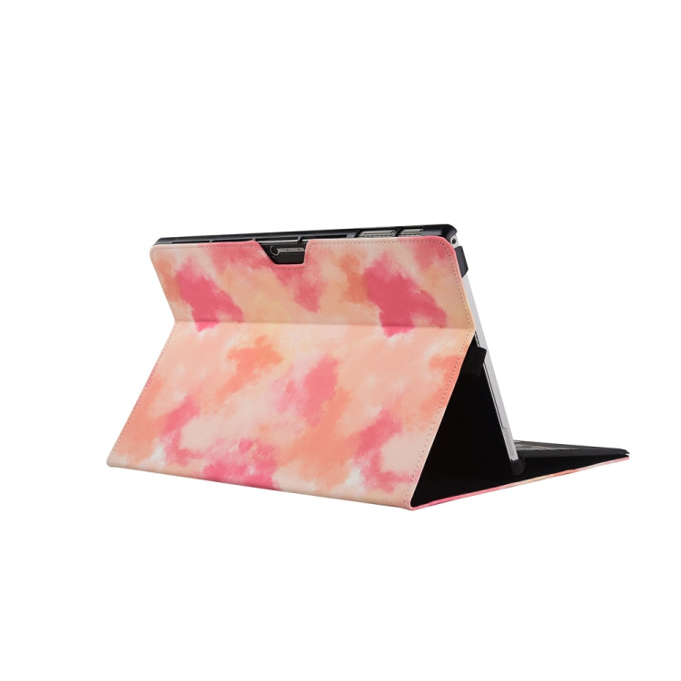 For Microsoft Surface Pro 7+ / 7 / 6 / 5 / 4 Ink and Wash Leather Tablet Protective Case, Color: Pink