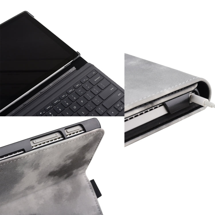 For Microsoft Surface Pro 7+ / 7 / 6 / 5 / 4 Ink and Wash Leather Tablet Protective Case, Color: Pink