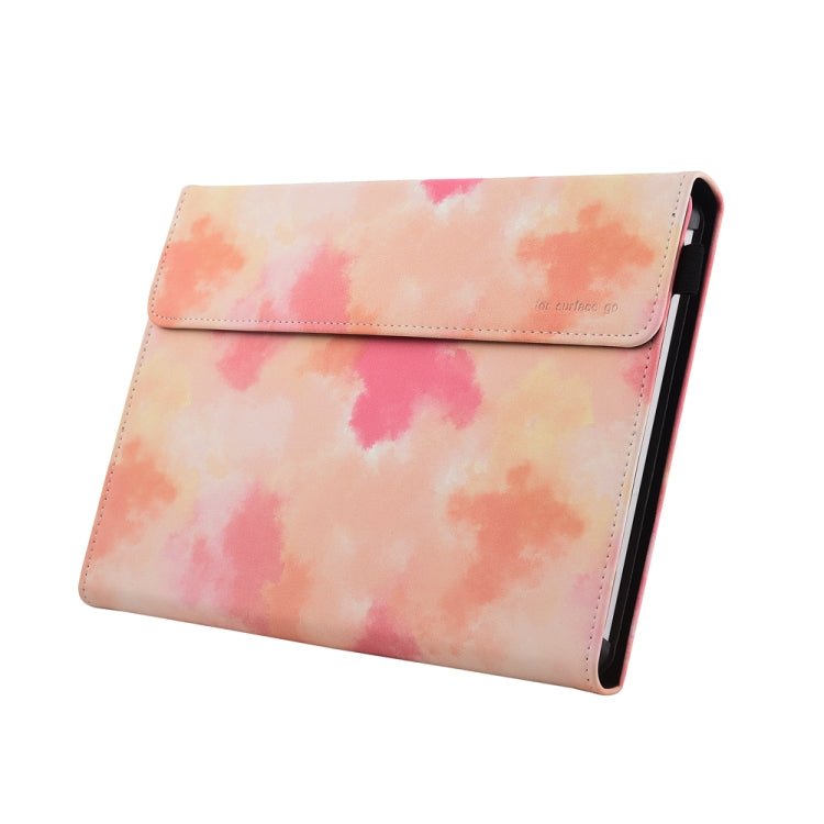 For Microsoft Surface Go 1 / 2 Ink and Wash Leather Tablet Protective Case, Color: Pink