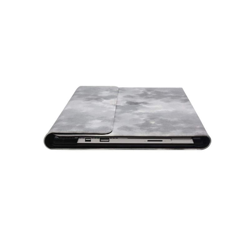 For Microsoft Surface Pro 7+ / 7 / 6 / 5 / 4 Ink and Wash Leather Tablet Protective Case, Color: Gray + Power Bag