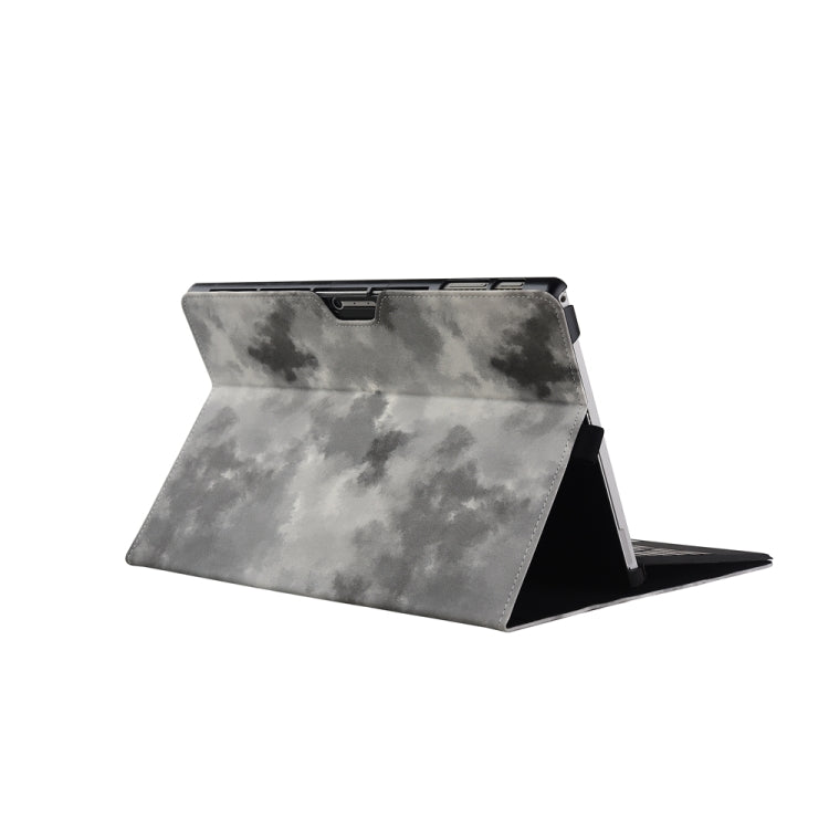For Microsoft Surface Pro 7+ / 7 / 6 / 5 / 4 Ink and Wash Leather Tablet Protective Case, Color: Gray + Power Bag