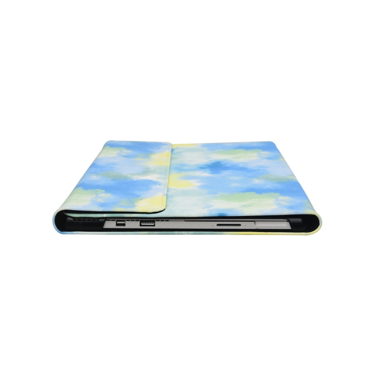 For Microsoft Surface Pro 7+ / 7 / 6 / 5 / 4 Ink and Wash Leather Tablet Protective Case, Color: Blue + Power Bag