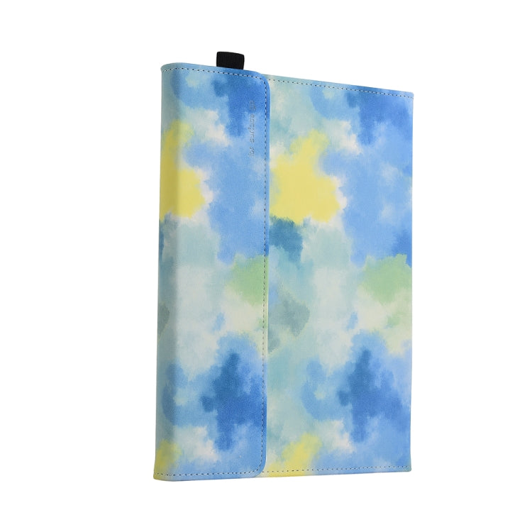 For Microsoft Surface Go 1 / 2 Ink and Wash Leather Tablet Protective Case, Color: Blue + Power Bag