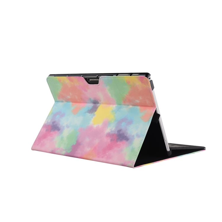 For Microsoft Surface Pro 7+ / 7 / 6 / 5 / 4 Ink and Wash Leather Tablet Protective Case, Color: Colorful + Power Bag