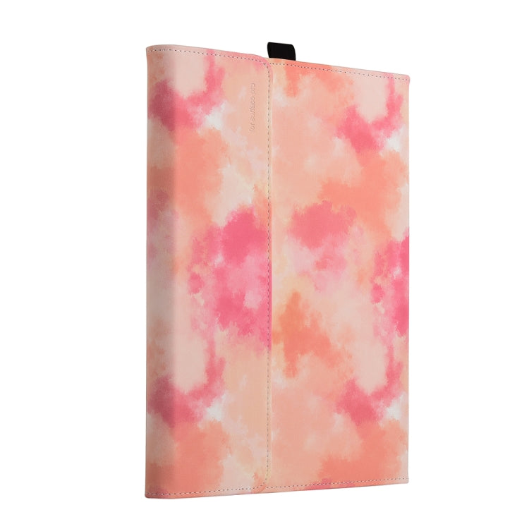 For Microsoft Surface Pro 7+ / 7 / 6 / 5 / 4 Ink and Wash Leather Tablet Protective Case, Color: Pink + Power Bag