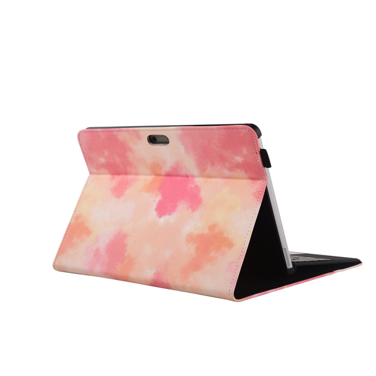 For Microsoft Surface Go 1 / 2 Ink and Wash Leather Tablet Protective Case, Color: Pink + Power Bag