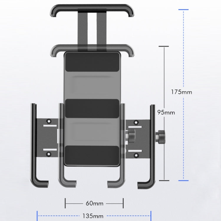 QX-21 Aluminum Alloy Bicycle Shockproof Riding Navigation Mobile Phone Holder(Black)