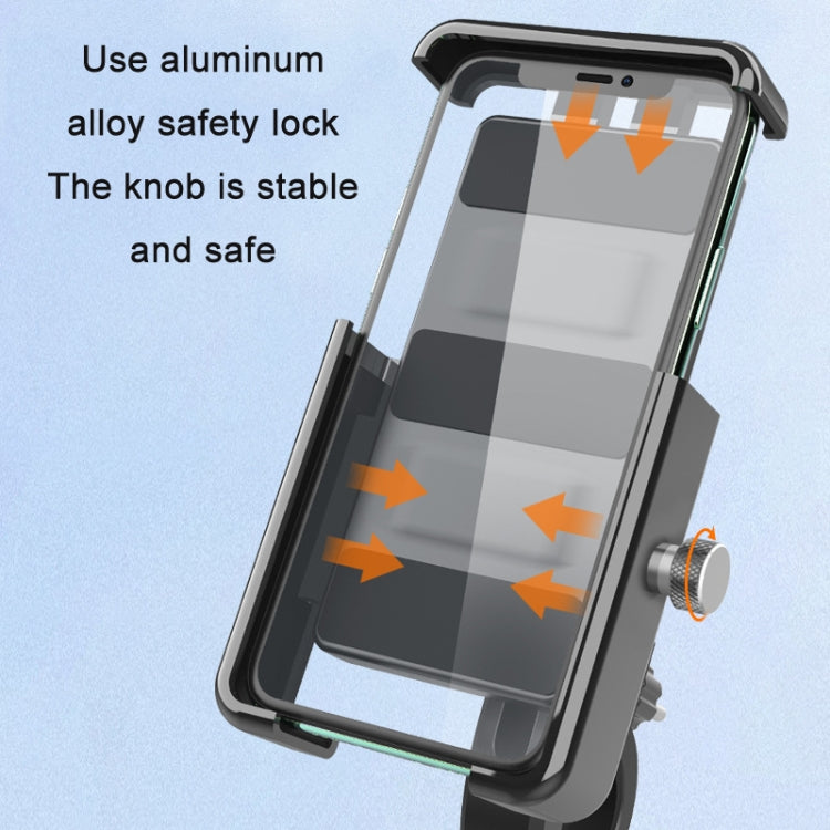 QX-21 Aluminum Alloy Bicycle Shockproof Riding Navigation Mobile Phone Holder(Black)