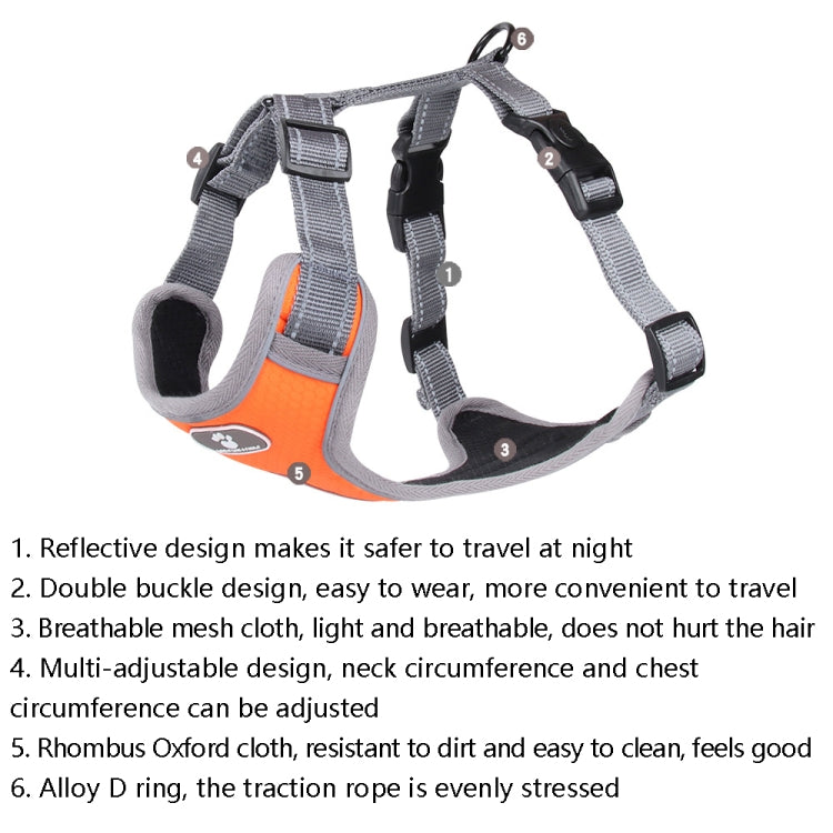 BL-852 Pet Traction Rope Mesh Breathable Dog Chest Straps XL
