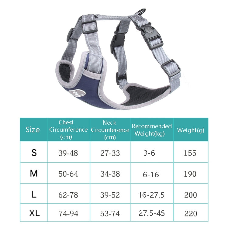 BL-852 Pet Traction Rope Mesh Breathable Dog Chest Straps XL