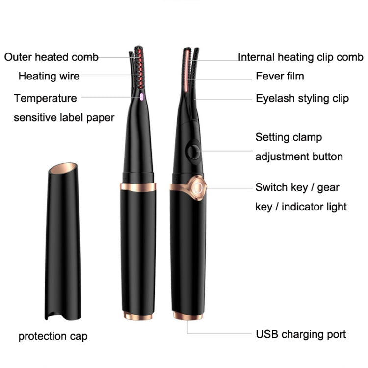 ZB-0205 Heatable Electric Eyelash Curler(Black)