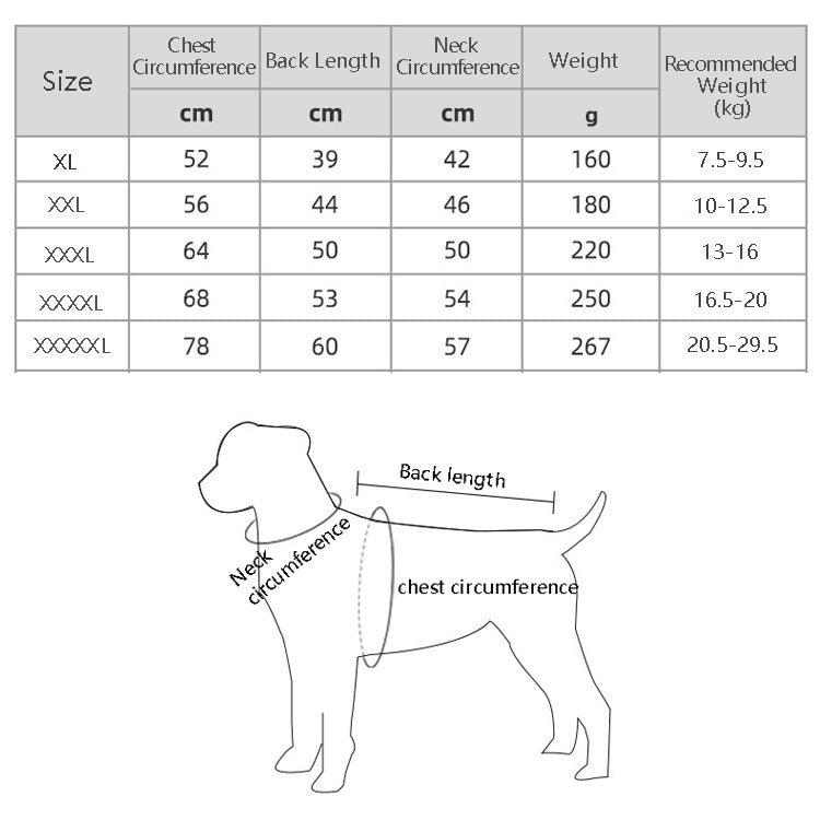 BL-677 Autumn And Winter Pet Dog Clothes, Size: XXXXL