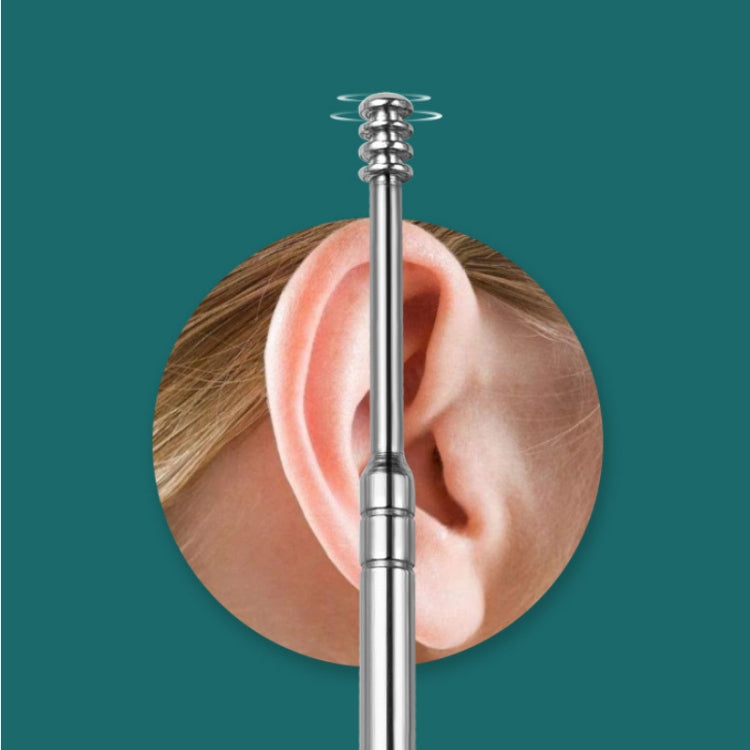 6 In 1 Stainless Steel Spring Spiral Portable Ear Pick, Specification: Pink Leather Case