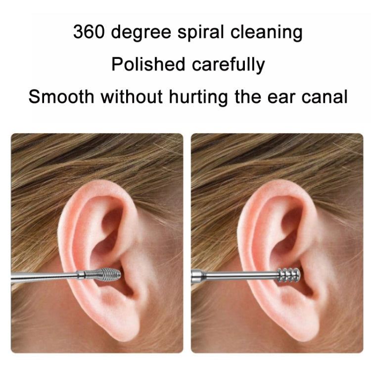 6 In 1 Stainless Steel Spring Spiral Portable Ear Pick, Specification: Pink