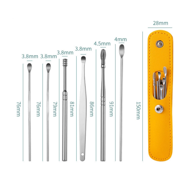 6 In 1 Stainless Steel Spring Spiral Portable Ear Pick, Specification: Purple
