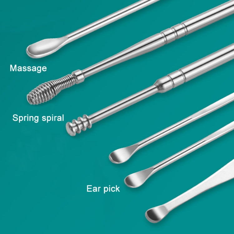 6 In 1 Stainless Steel Spring Spiral Portable Ear Pick, Specification: Purple