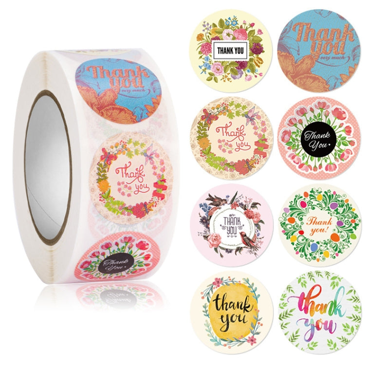 5 PCS Floral Background Thank you Sticker Seal Sticker, Size: 2.5cm / 1 Inch