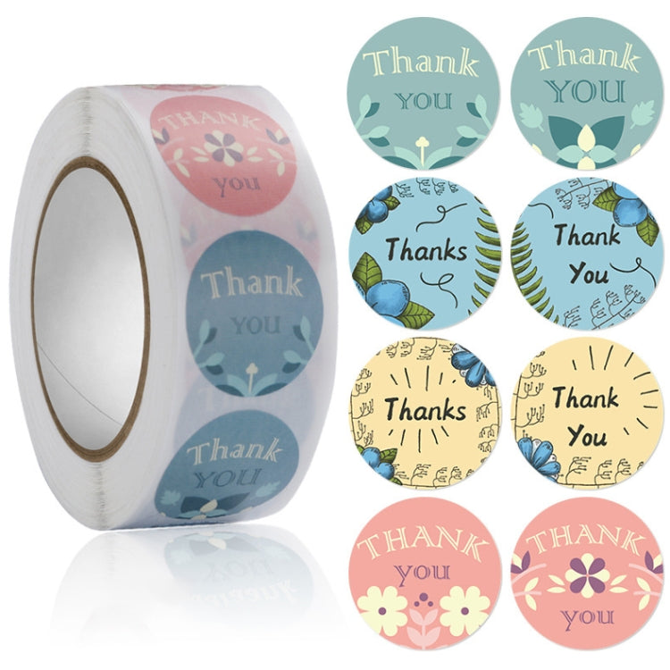 5 PCS Floral Background Thank you Sticker Seal Sticker, Size: 2.5cm / 1 Inch