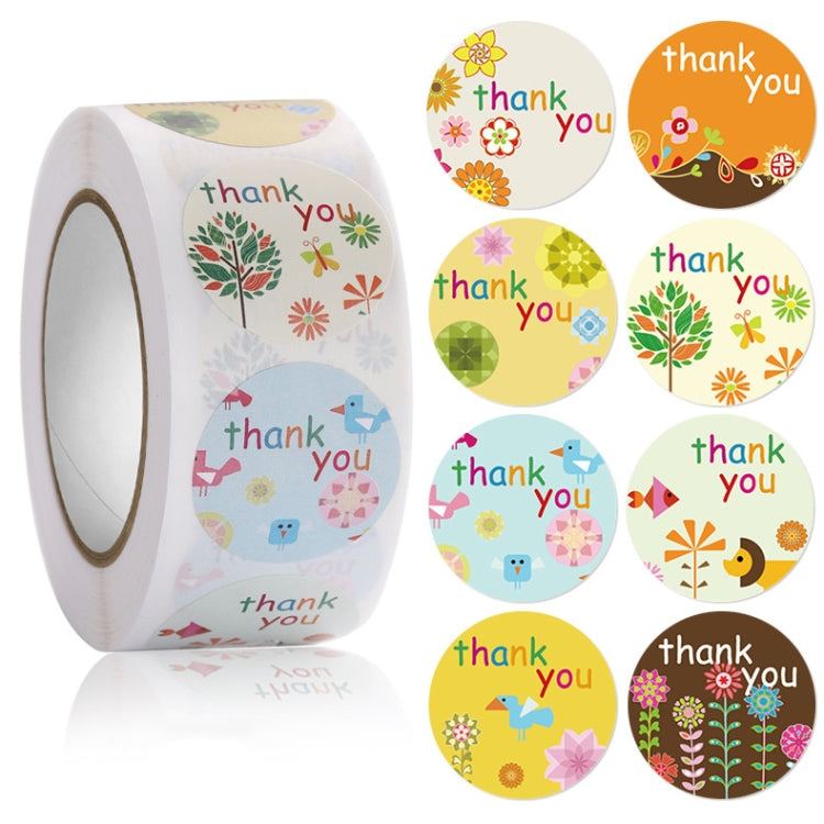 5 PCS Floral Background Thank you Sticker Seal Sticker, Size: 2.5cm / 1 Inch